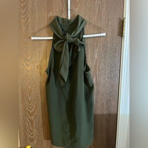 Banana republic, olive green, sleeveless blouse, bowtie in back NWT